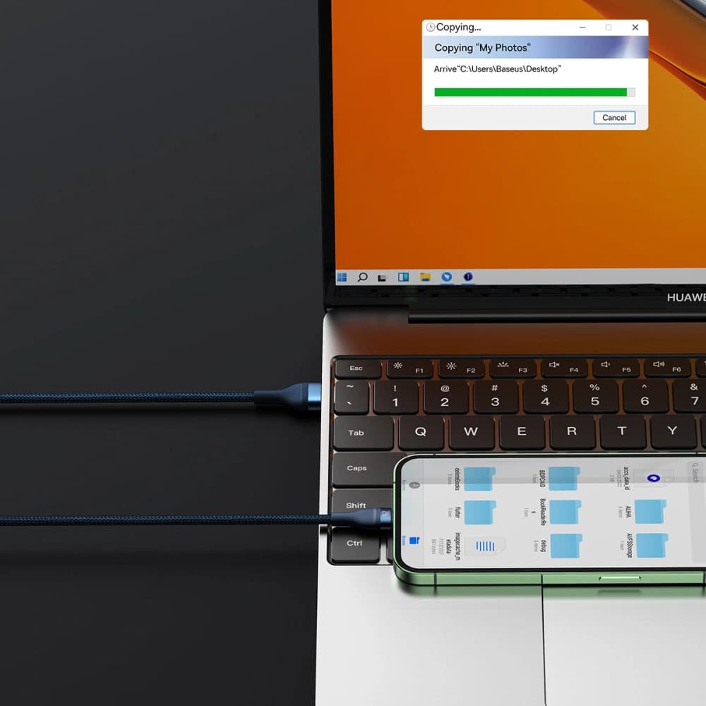 Kabel 3w1 Baseus Flash Series Ⅱ USB-USB-C/microUSB/Lightning 66W 1.2m (niebieski) - 10