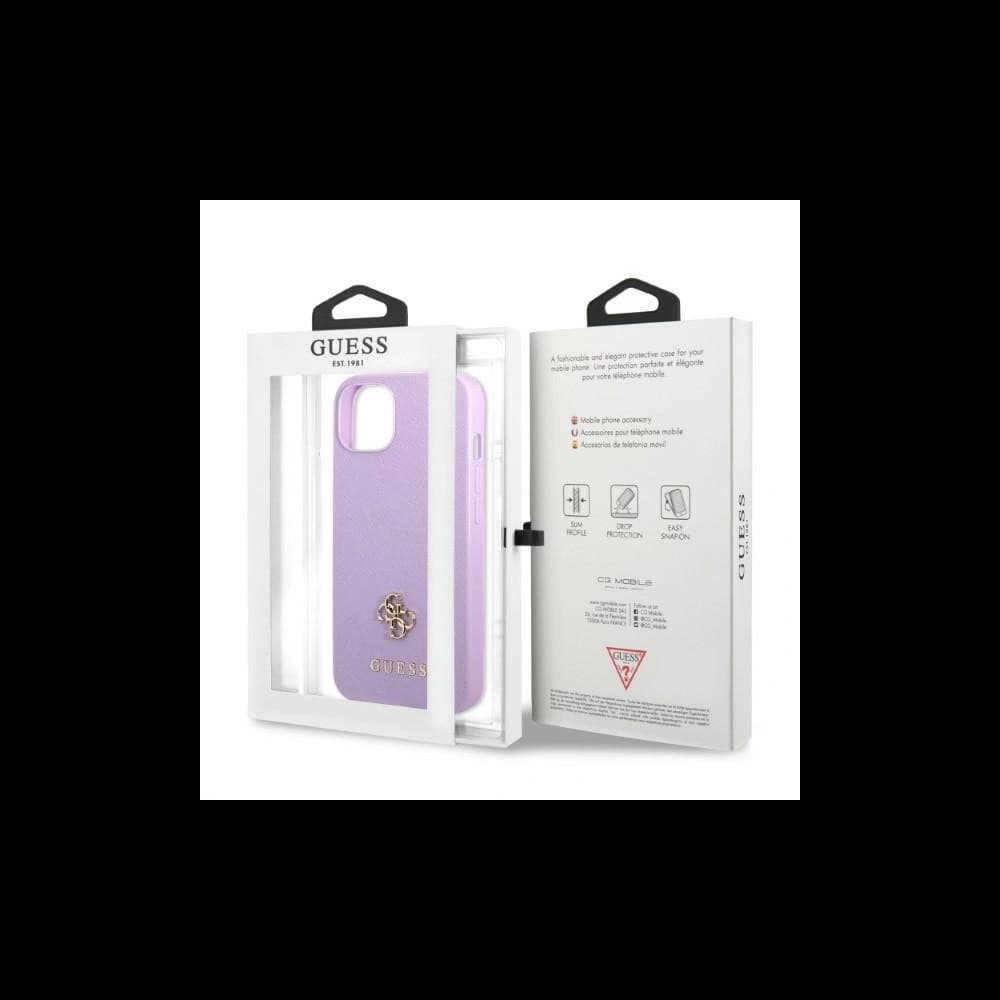 Guess GUHCP13MPS4MU Apple iPhone 13 purple hardcase Saffiano 4G Small Metal Logo - 8