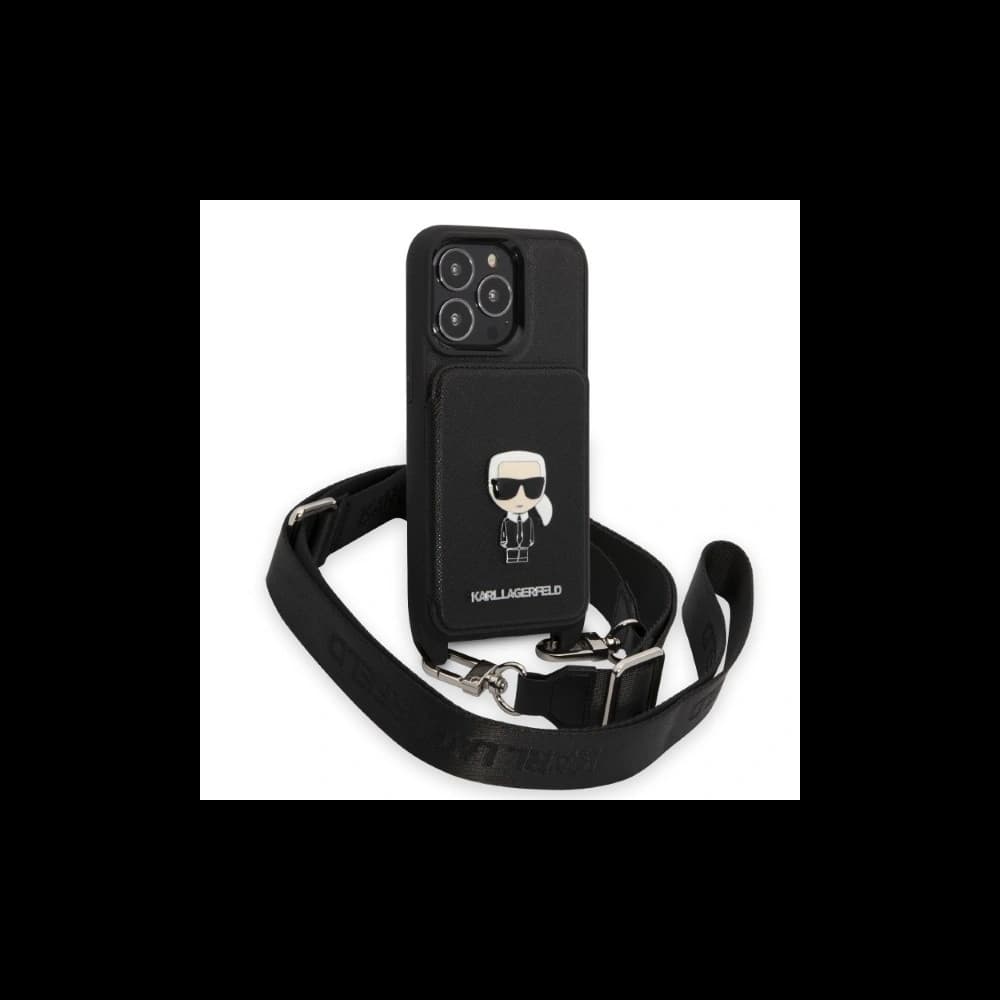 Case Karl Lagerfeld KLHCP13XSAIPCK Apple iPhone 13 Pro Max Hardcase schwarz/schwarz Saffiano Metal Ikonik - 4