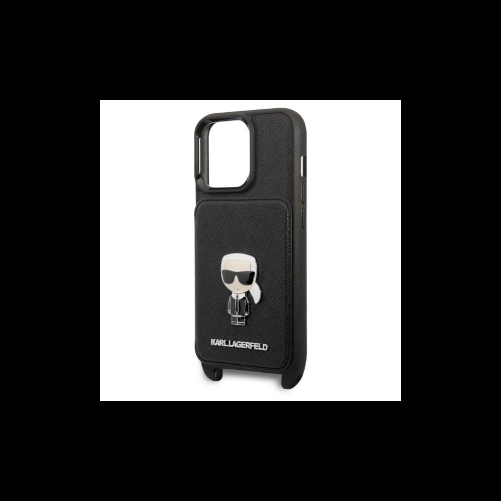 Case Karl Lagerfeld KLHCP13XSAIPCK Apple iPhone 13 Pro Max Hardcase schwarz/schwarz Saffiano Metal Ikonik - 6