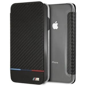 Case BMW BMTRBKI65PUCARTCBK Apple iPhone XS Max Buch schwarz/black Carbon Tricolor Stripe
