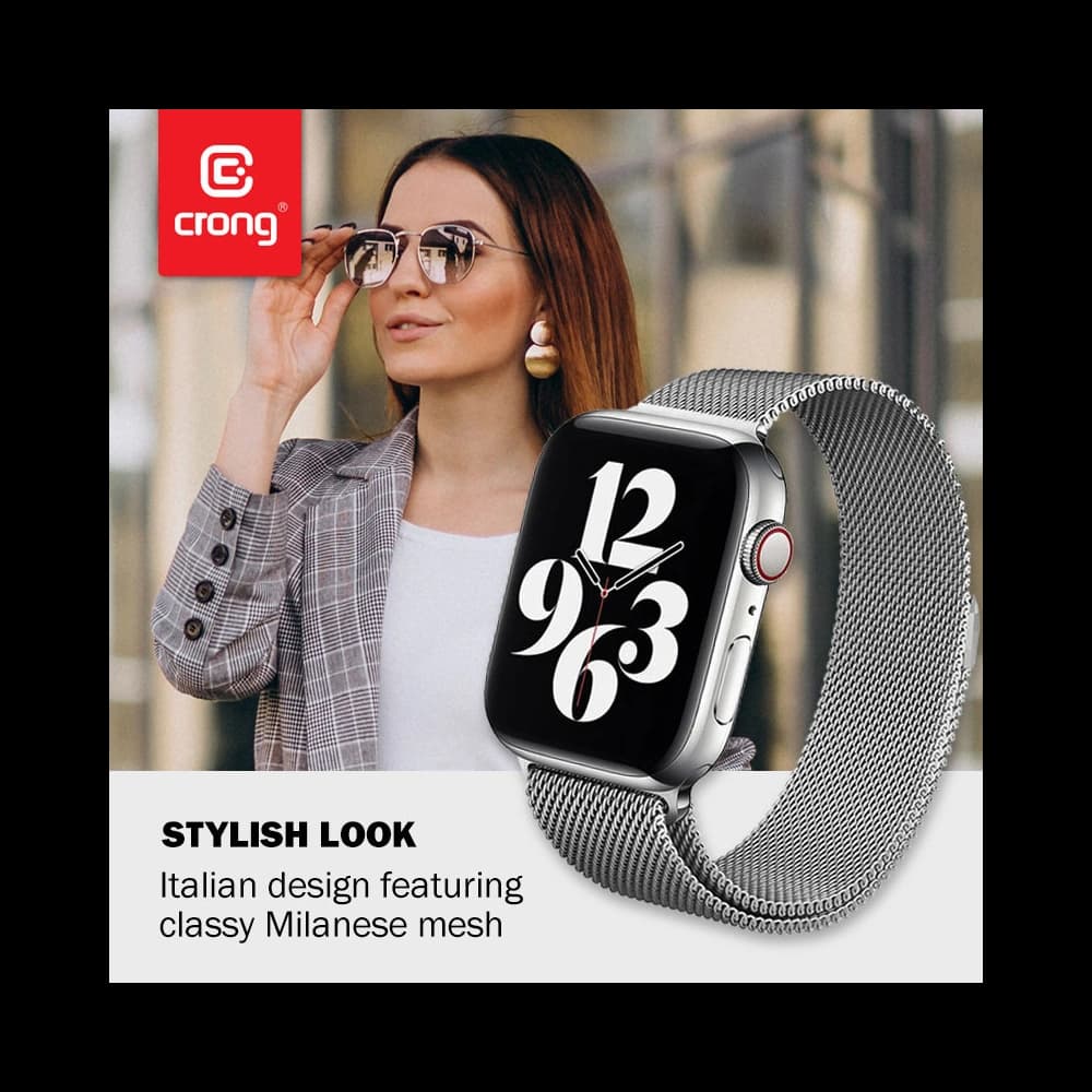 Armband Crong Milano Steel Apple Watch 4/5/6/7/SE/8/9/Ultra 44/45/49mm (silber) - 4