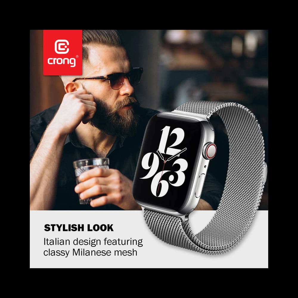 Armband Crong Milano Steel Apple Watch 4/5/6/7/SE/8/9/Ultra 44/45/49mm (silber) - 5