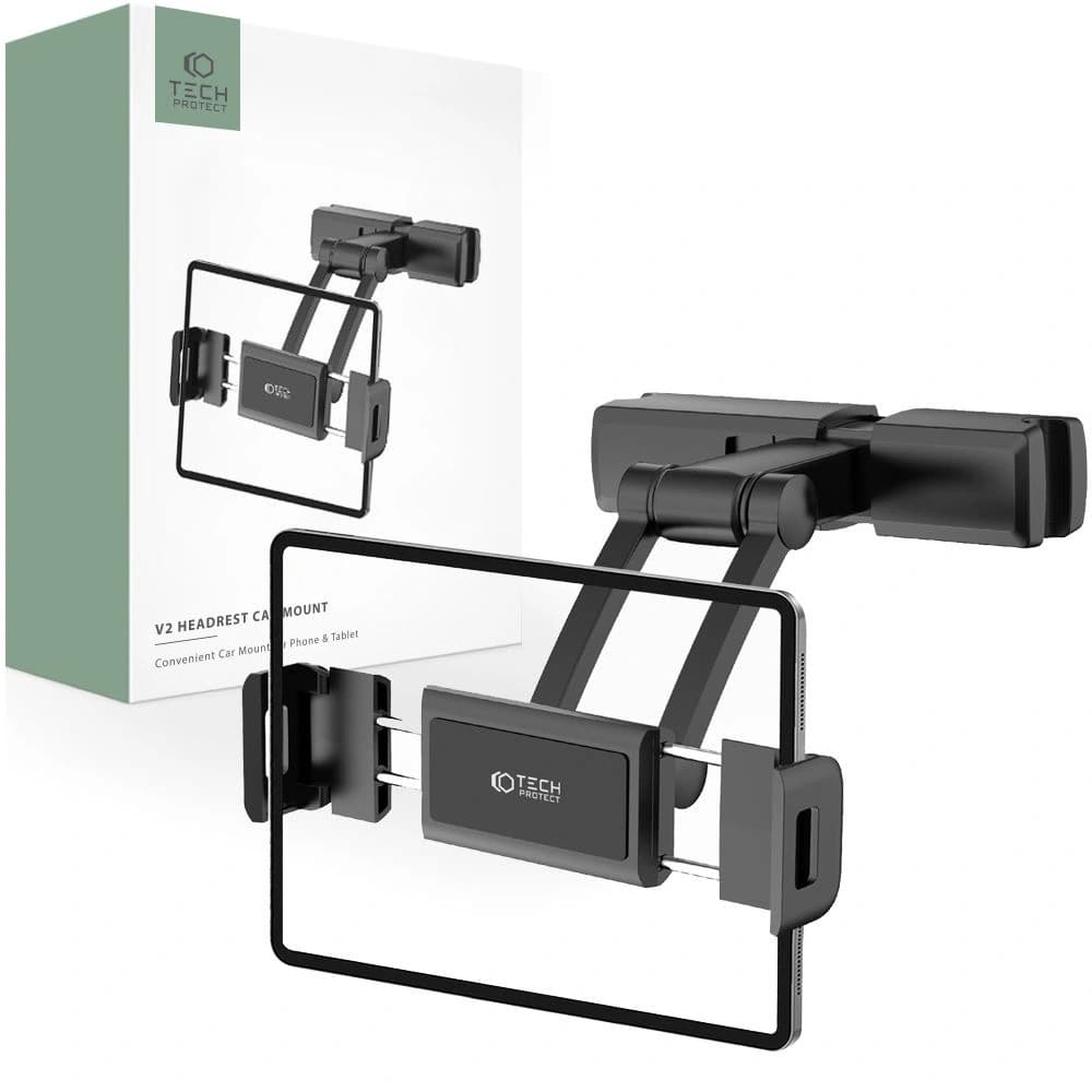 Zuhanyzófej tartó Tech-Protect V2 Stretchable Headrest Car Mount Fekete - 1