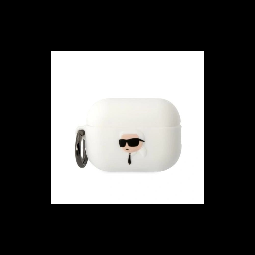 Karl Lagerfeld KLAP2RUNIKH Apple AirPods Pro 2 cover white Silicone Karl Head 3D - 1
