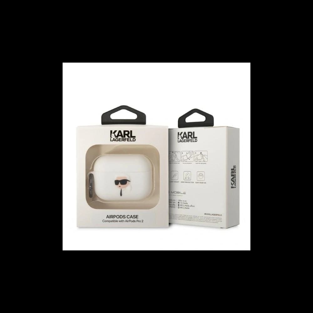 Karl Lagerfeld KLAP2RUNIKH Apple AirPods Pro 2 cover white Silicone Karl Head 3D - 4