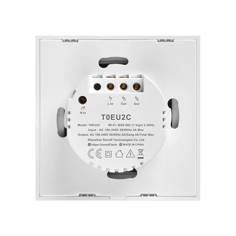 Touch light switch WiFi Sonoff T0 EU TX (2-channel) white - 3