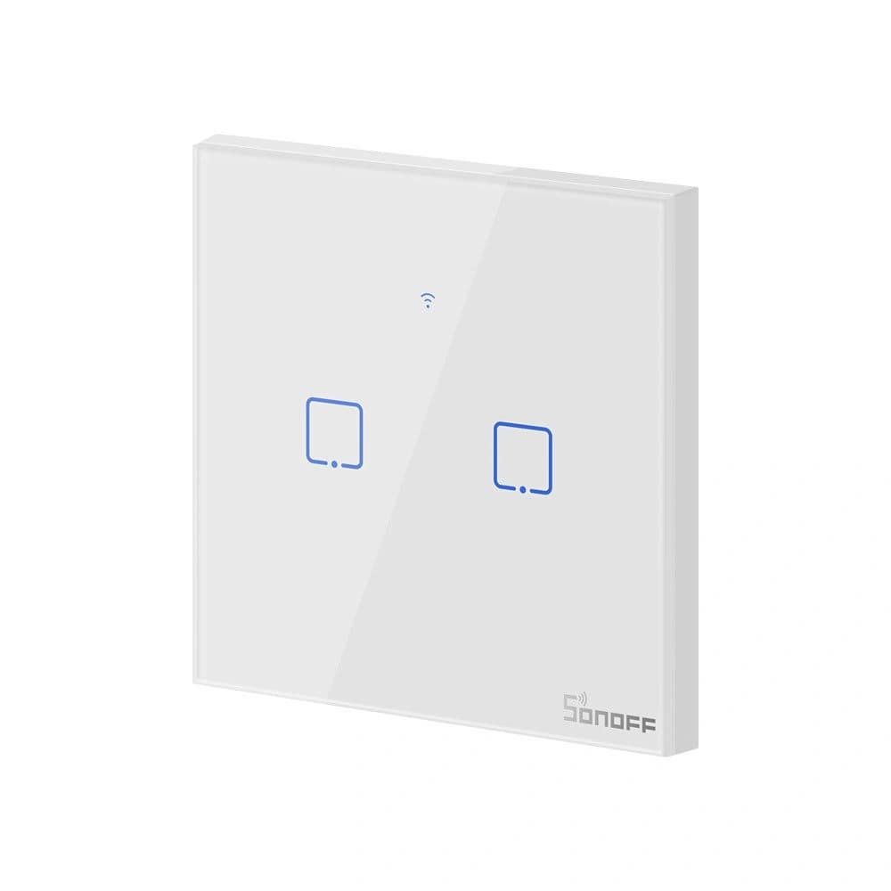 Touch light switch WiFi + RF 433 Sonoff T1 EU TX (2-channel) white - 2