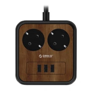 Leiste mit 2 AC-Steckdosen, 3x USB, Orico, 1.4m, 2500W