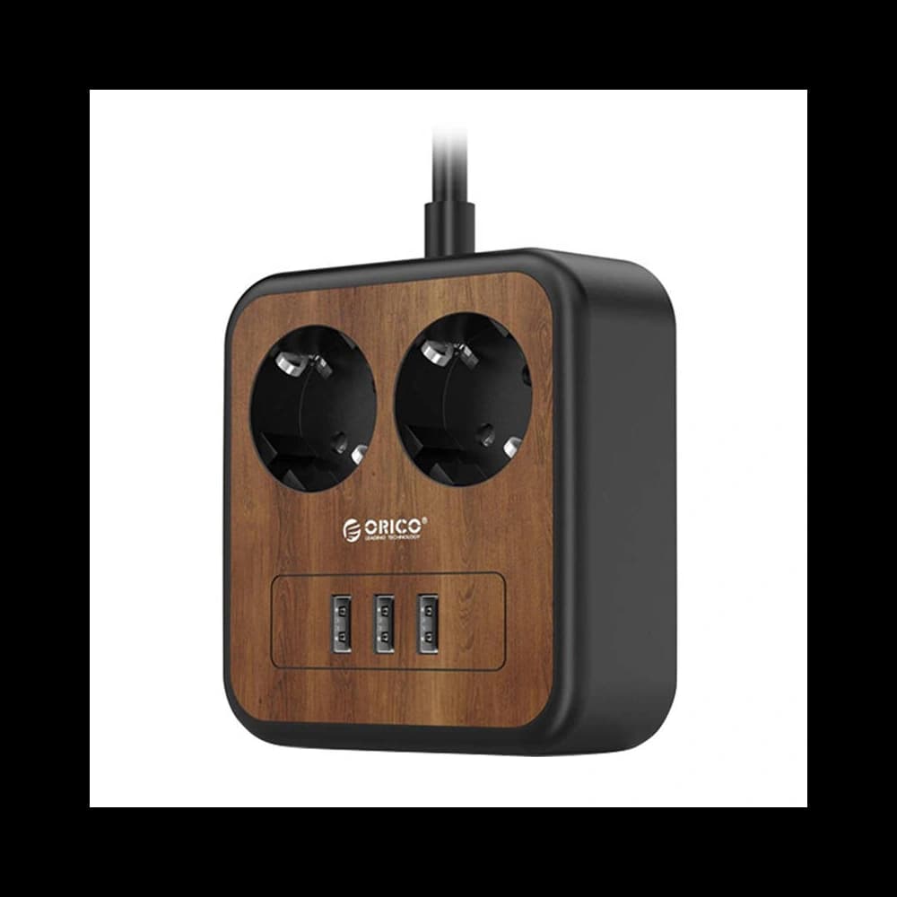 Leiste mit 2 AC-Steckdosen, 3x USB, Orico, 1.4m, 2500W - 2