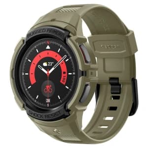 Spigen Samsung Armband + Gehäuse Rugged Armor Pro Galaxy Watch 5 Pro 45mm Vintage Khaki