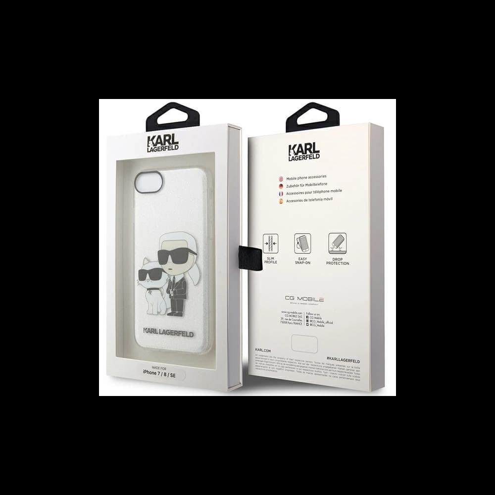 Karl Lagerfeld Apple Case KLHCI8HNKCTGT iPhone SE 2022/SE 2020/8/7 transparentes Hartschalenetui Gliter Karl&Choupette - 8