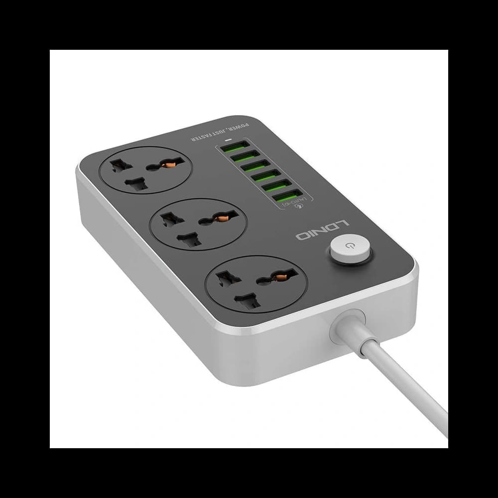LDNIO Steckdosenleiste mit 3 AC-Anschlüssen, 6x USB, SC3604, 2500W (grau) - 4
