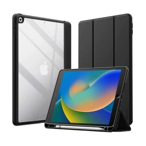 Crong PrimeFolio Apple iPad 10.2 2019/2020/2021 (7, 8, 9 gen) + Pencil holder (black/clear)
