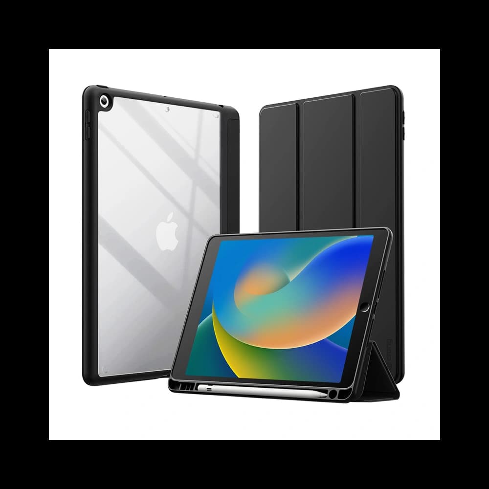 Crong PrimeFolio Apple iPad 10.2 2019/2020/2021 (7, 8, 9 gen) + Pencil holder (black/clear) - 1