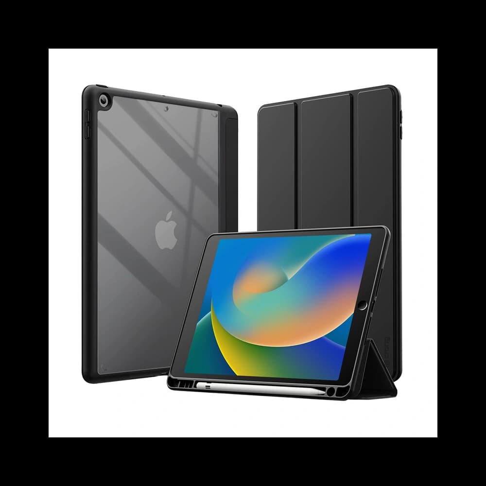 Crong PrimeFolio Apple iPad 10.2 2019/2020/2021 (7, 8, 9 gen) + Pencil holder (black/clear) - 2