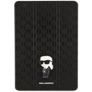 Karl Lagerfeld Apple Tasche KLFC10SAKHPKK iPad 10.2 2019/2020/2021 (7., 8. und 9. Generation) schwarz/schwarz Saffiano Monogram Ikonik Magnet Allover