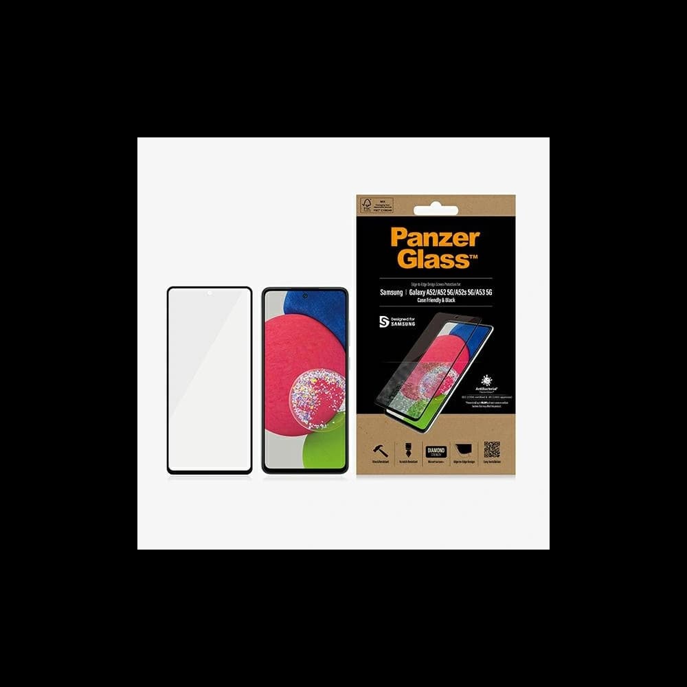 Szkło hartowane PanzerGlass E2E Microfracture Samsung Galaxy A52/A53 5G Case Friendly AntiBacterial czarny/black - 1