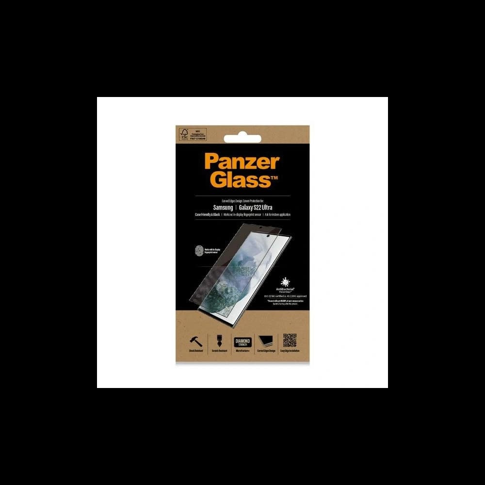Szkło hartowane PanzerGlass E2E Microfracture Samsung Galaxy S22 Ultra Case Friendly AntiBacterial czarny/black 7295 - 6
