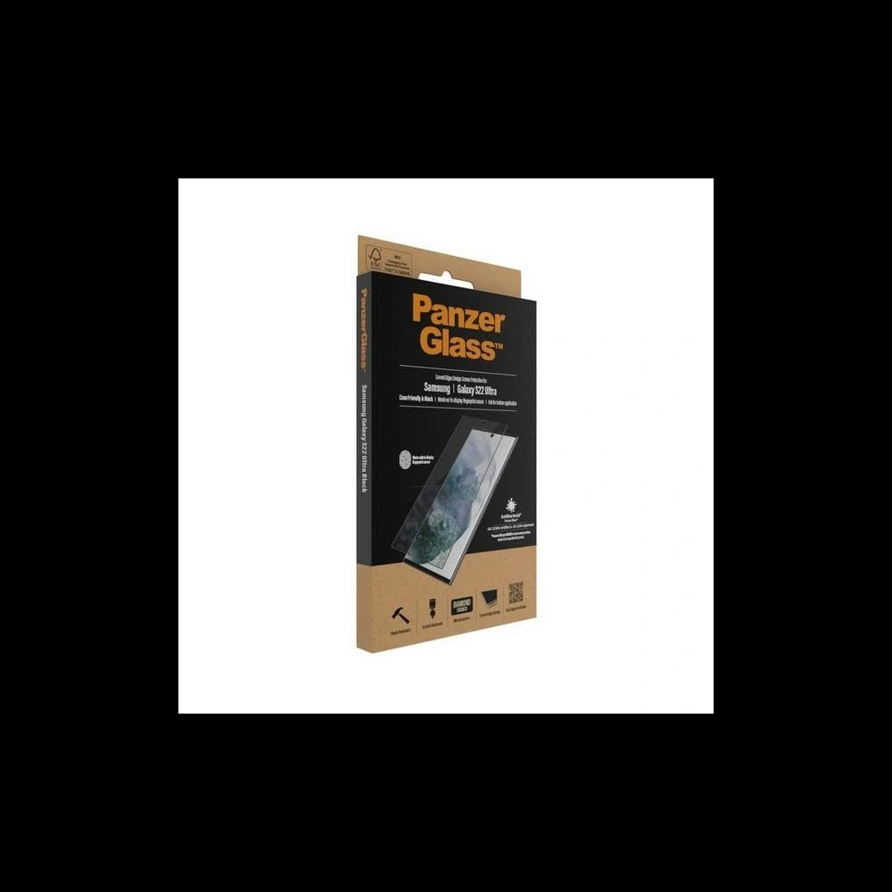 Szkło hartowane PanzerGlass E2E Microfracture Samsung Galaxy S22 Ultra Case Friendly AntiBacterial czarny/black 7295 - 7
