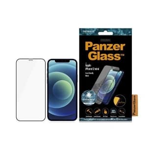 PanzerGlass Apple Gehärtetes Glas E2E Super+ iPhone 12 mini Case Friendly AntiBacterial MicroFracture schwarz/schwarz