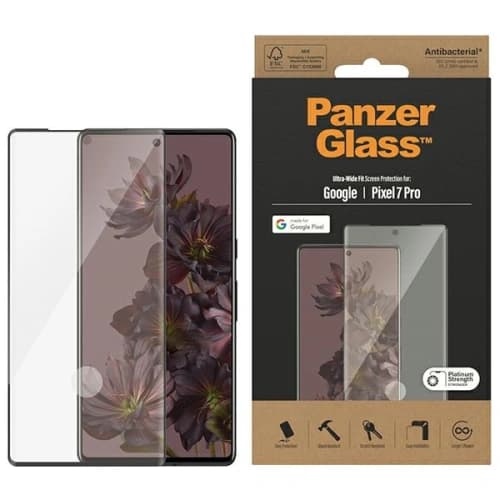 Edzett üveg PanzerGlass Ultra-Wide Fit Google Pixel 7 Pro Képernyővédő Antibakteriális fekete/black 4773