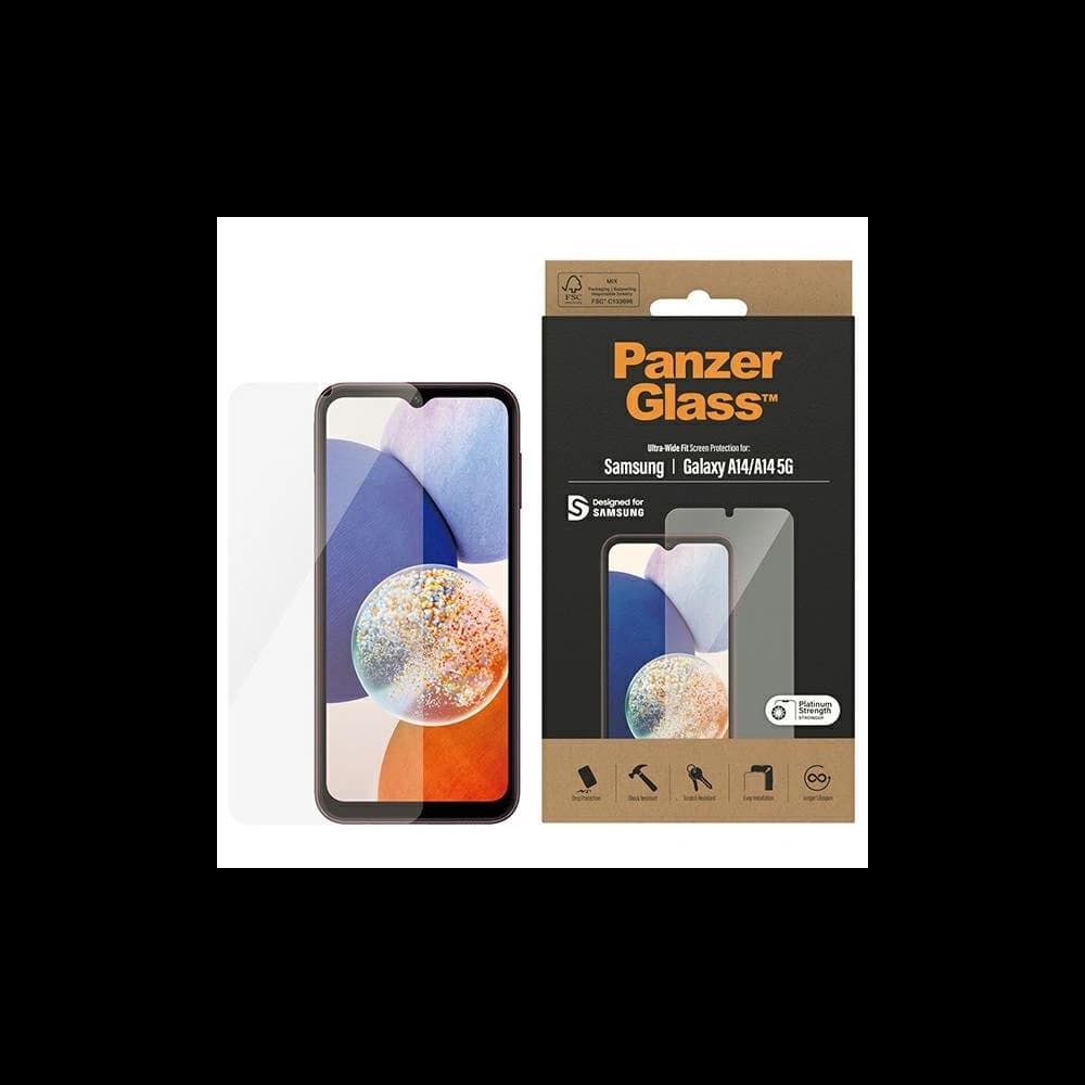 PanzerGlass Samsung Gehärtetes Glas Ultra-Wide Fit Galaxy A14 Bildschirm Schutz 7321 - 1