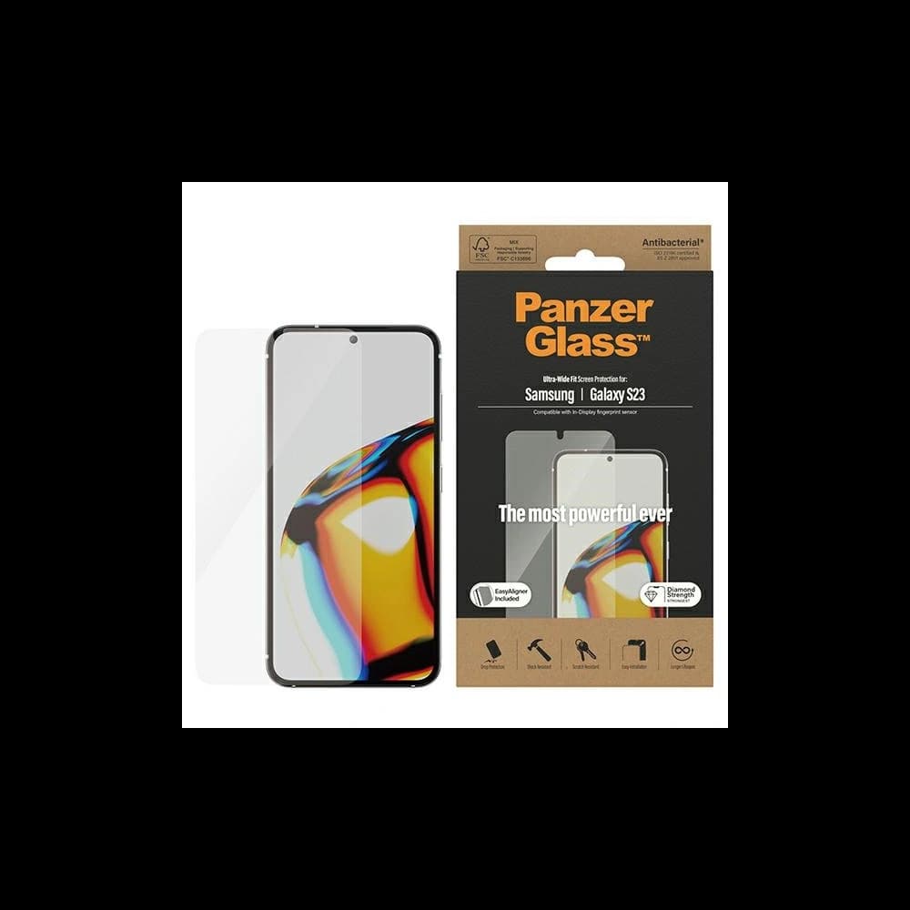 PanzerGlass Samsung Gehärtetes Glas Ultra-Wide Fit Galaxy S23 Bildschirm Schutz 7315 mit Applikator - 1