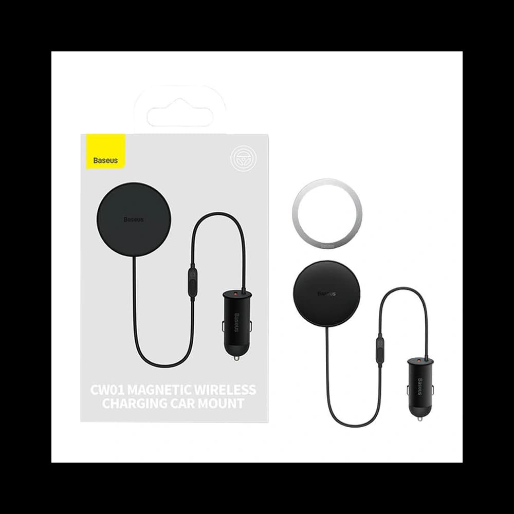Magnetikus autós tartó Baseus CW01 rácsra USB-C töltővel, 15W + 25W (fekete) - 1