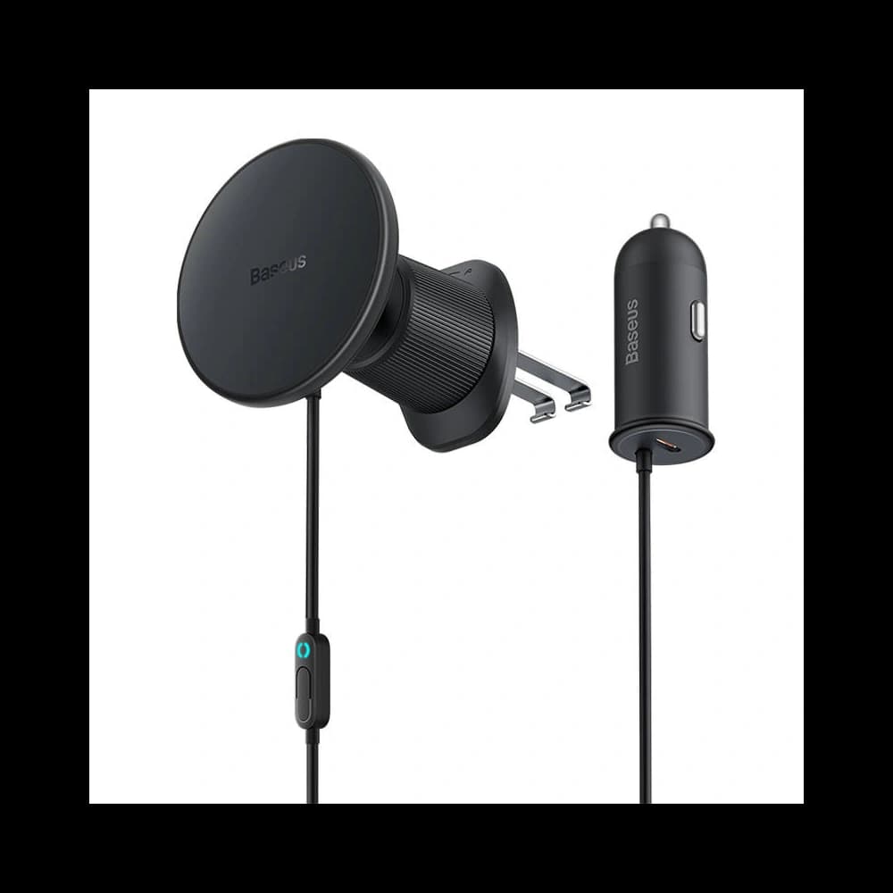 Magnetikus autós tartó Baseus CW01 rácsra USB-C töltővel, 15W + 25W (fekete) - 2