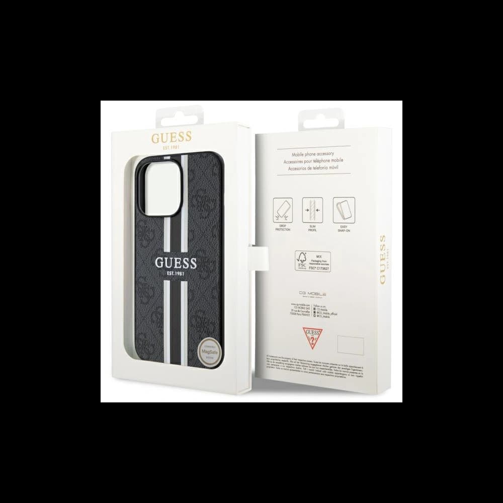 Guess Apple Tasche GUHMP13LP4RPSK iPhone 13/13 Pro schwarz/schwarz Hardcase 4G Printed Stripes MagSafe - 8