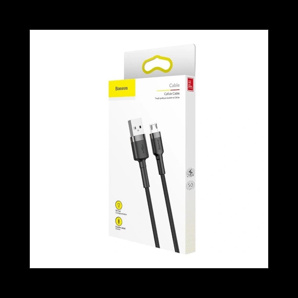 Cablul Baseus Cafule USB-A/microUSB 2.4A 1m (gri-negru) - 6