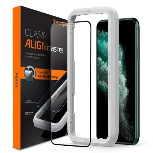 Edzett üveg Spigen GLAS.tR AlignMaster Apple iPhone 11 Pro Max Fekete