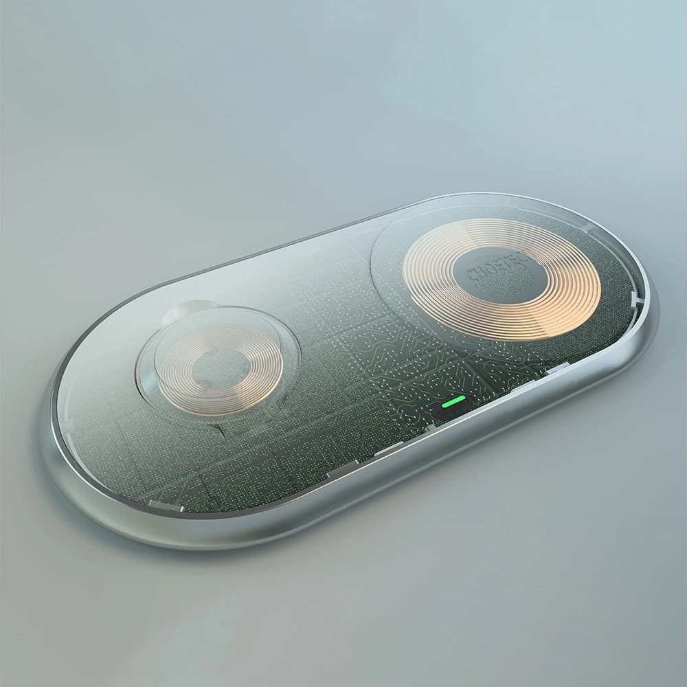 Ładowarka bezprzewodowa Choetech T317 Qi 2w1 do smartfonów/Apple Watch ze stojakiem (MFI) USB-C biały - 5