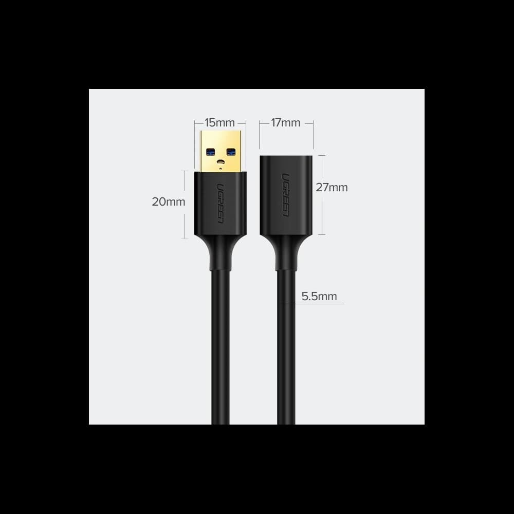 UGREEN US129 USB-A 3.0/USB-A 3.0 Verlängerungskabel 2m schwarz - 8