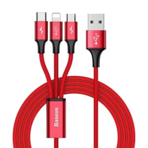 Baseus USB Rapid Cable 3in1 Type-C / Lightning / Micro 3A 1,2M Red