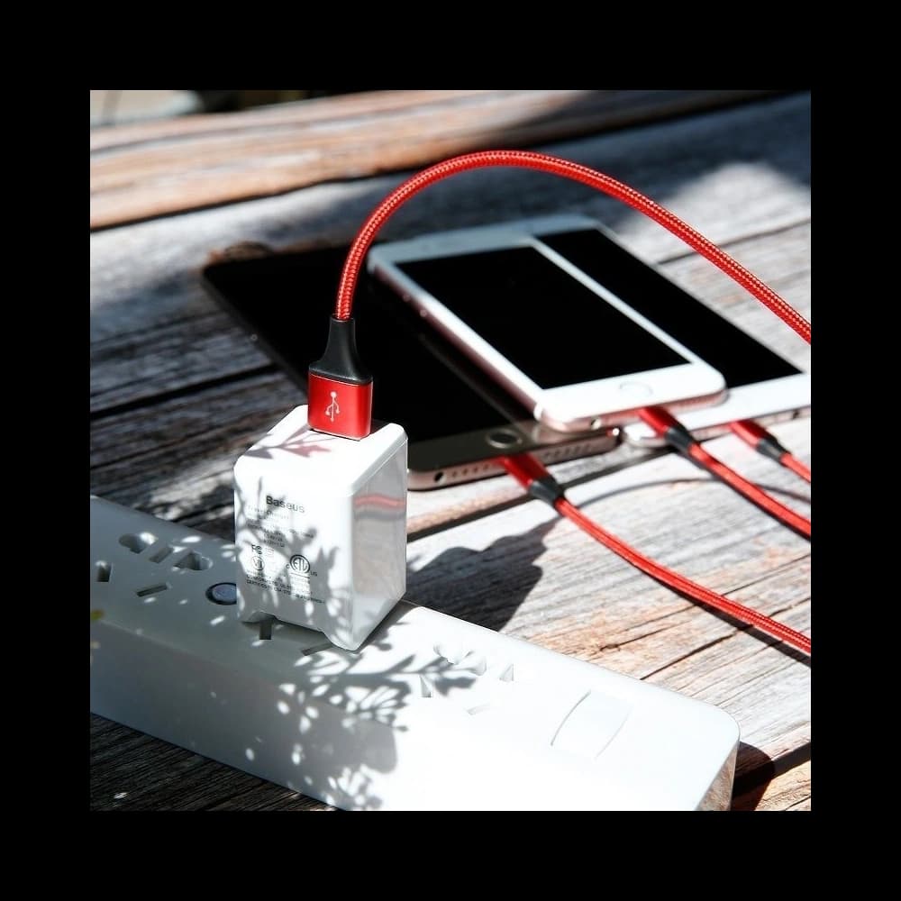Baseus USB Rapid Cable 3in1 Type-C / Lightning / Micro 3A 1,2M Red - 6