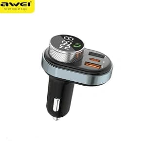AWEI C-843 FM-Transmitter, Freisprecheinrichtung, Bluetooth 5.0, MP3, 1xUSB-A, 1xUSB-C schwarz/schwarz