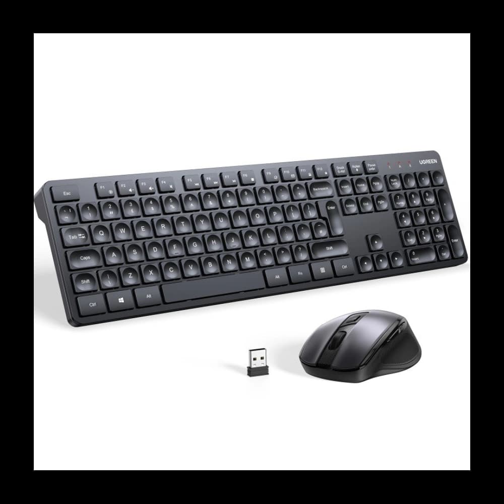 Wireless 2-in-1 set UGREEN MK006 mouse + keyboard 2.4GHz plug&play black - 1