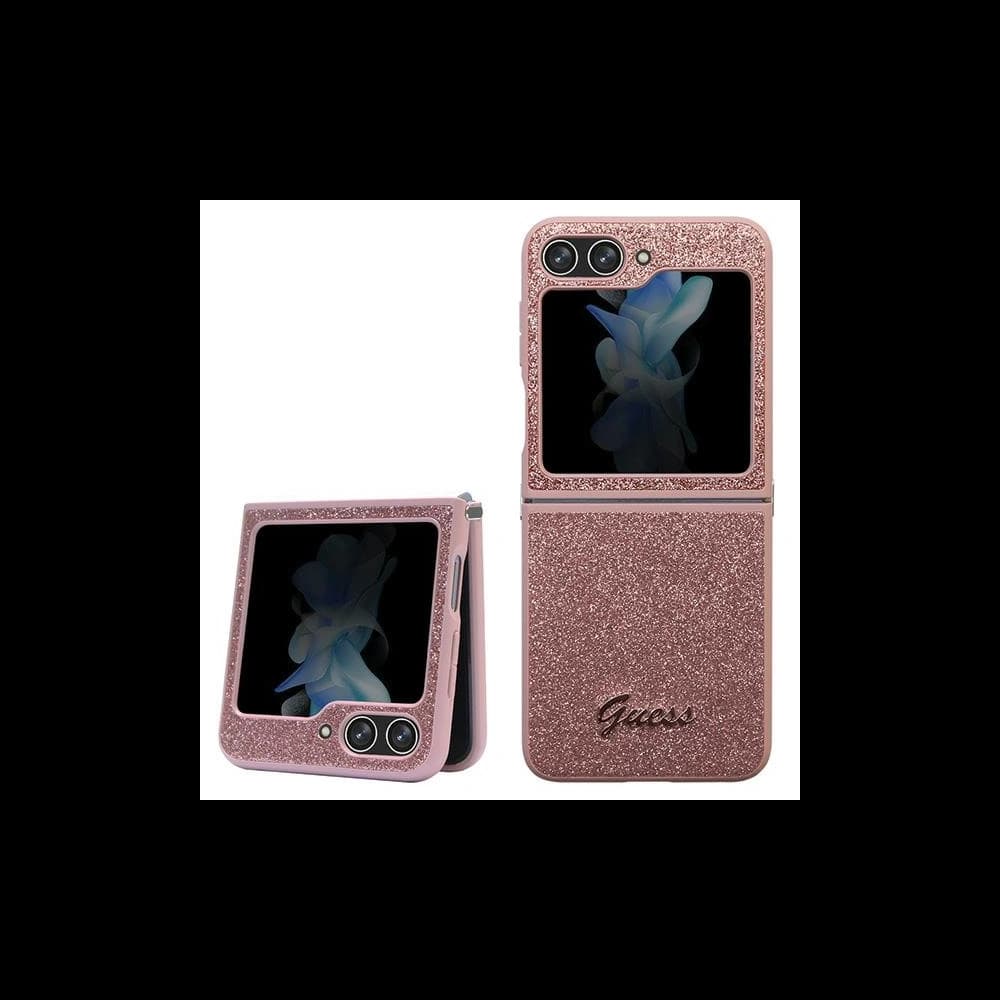 Guess GUHCZF5HGGSHP Samsung Galaxy Z Flip 5 hardcase Glitter Script pink - 1