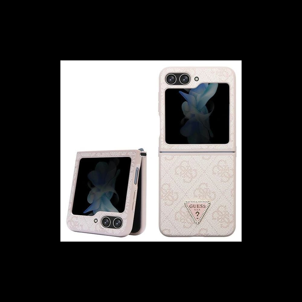 Guess GUHCZF5P4TDPP Samsung Galaxy Z Flip 5 hardcase Leather 4G Triangle Strass pink - 1