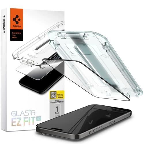 Edzett üveg Spigen GLAS.tR ez Fit FC Apple iPhone 15 Pro Max Fekete