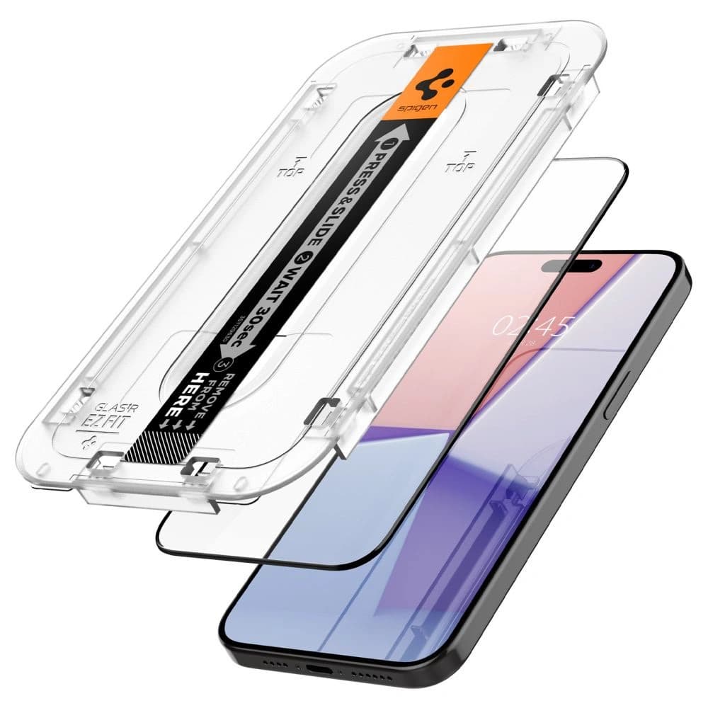 Edzett üveg Spigen GLAS.tR ez Fit FC Apple iPhone 15 Pro Max Fekete - 3