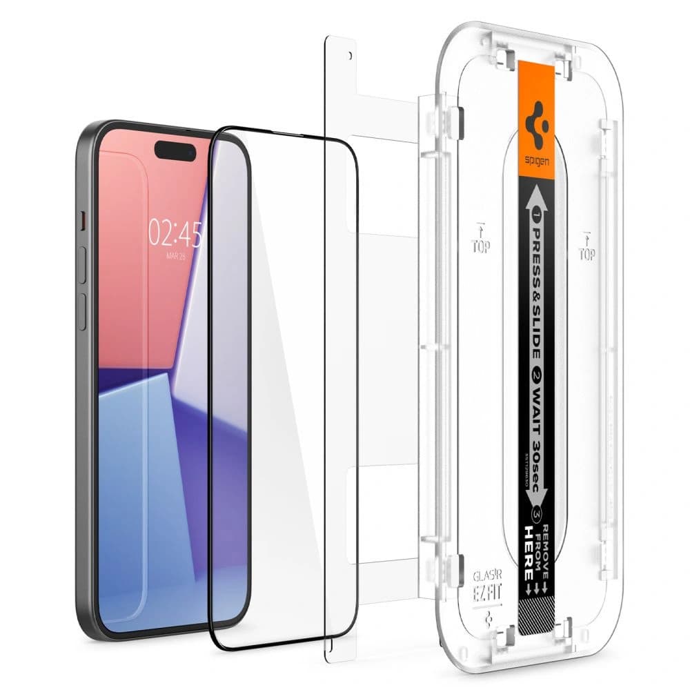 Spigen Apple Sticlă călită GLAS.tR ez Fit FC iPhone 15 Negru - 2