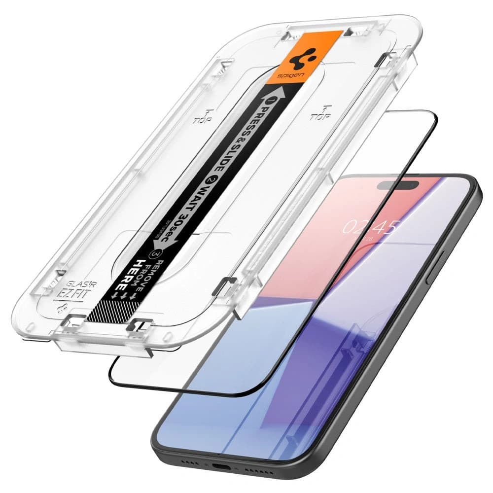 Spigen Apple Sticlă călită GLAS.tR ez Fit FC iPhone 15 Negru - 3