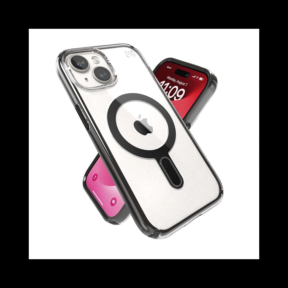 Speck Presidio Perfect-Clear ClickLock MagSafe Apple iPhone 15 (Clear/Frosted Black/Slate Grey) - 7