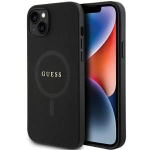 Case Guess GUHMP15MPSAHMCK Apple iPhone 15 Plus / 14 Plus Hartschale Saffiano MagSafe schwarz/black