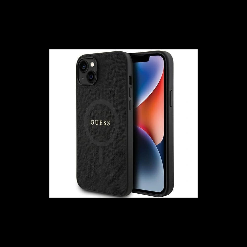 Case Guess GUHMP15MPSAHMCK Apple iPhone 15 Plus / 14 Plus Hartschale Saffiano MagSafe schwarz/black - 1