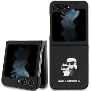 Karl Lagerfeld KLHCZF5SAKCNPK Samsung Galaxy Z Flip5 hardcase Saffiano Karl&Choupette Pin black
