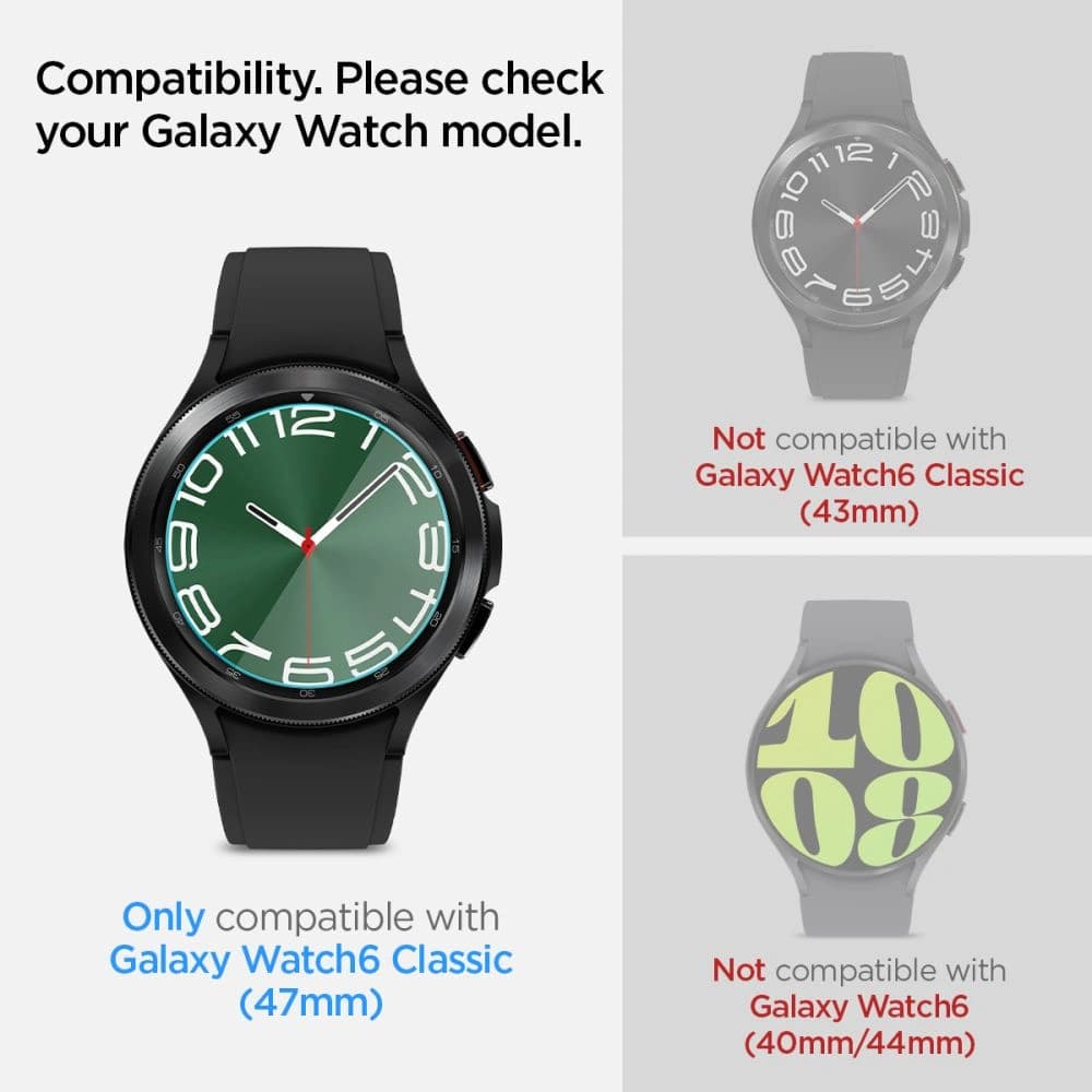 Gehärtetes Glas Spigen GLAS.tR ez Fit Samsung Galaxy Watch 6 Classic (47mm) Klar [2 PACK] - 6